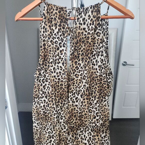 Emma & Michele Womens Animal Print Tie Waist Long Jumpsuit Size L - Picture 6 of 6